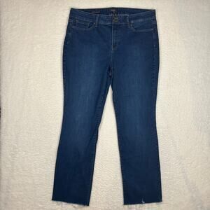 NYDJ Womens Sz 14 Extra Long Marilyn Straight Jean Lift X Tuck Double Shank Blue
